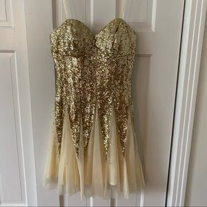 Gold Tulle Cocktail Dress